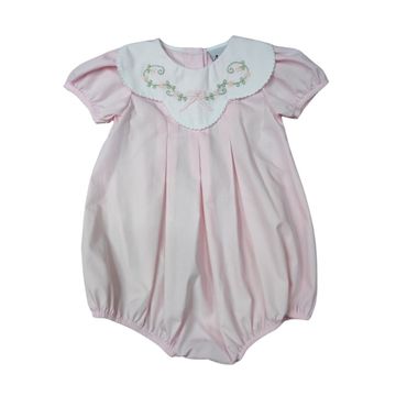 Pink Shadow Embroidered Collar 3 Pleat Short Bubble