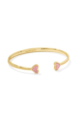 Framed Ari Heart Cuff Bracelet Gold Light Pink Drusy