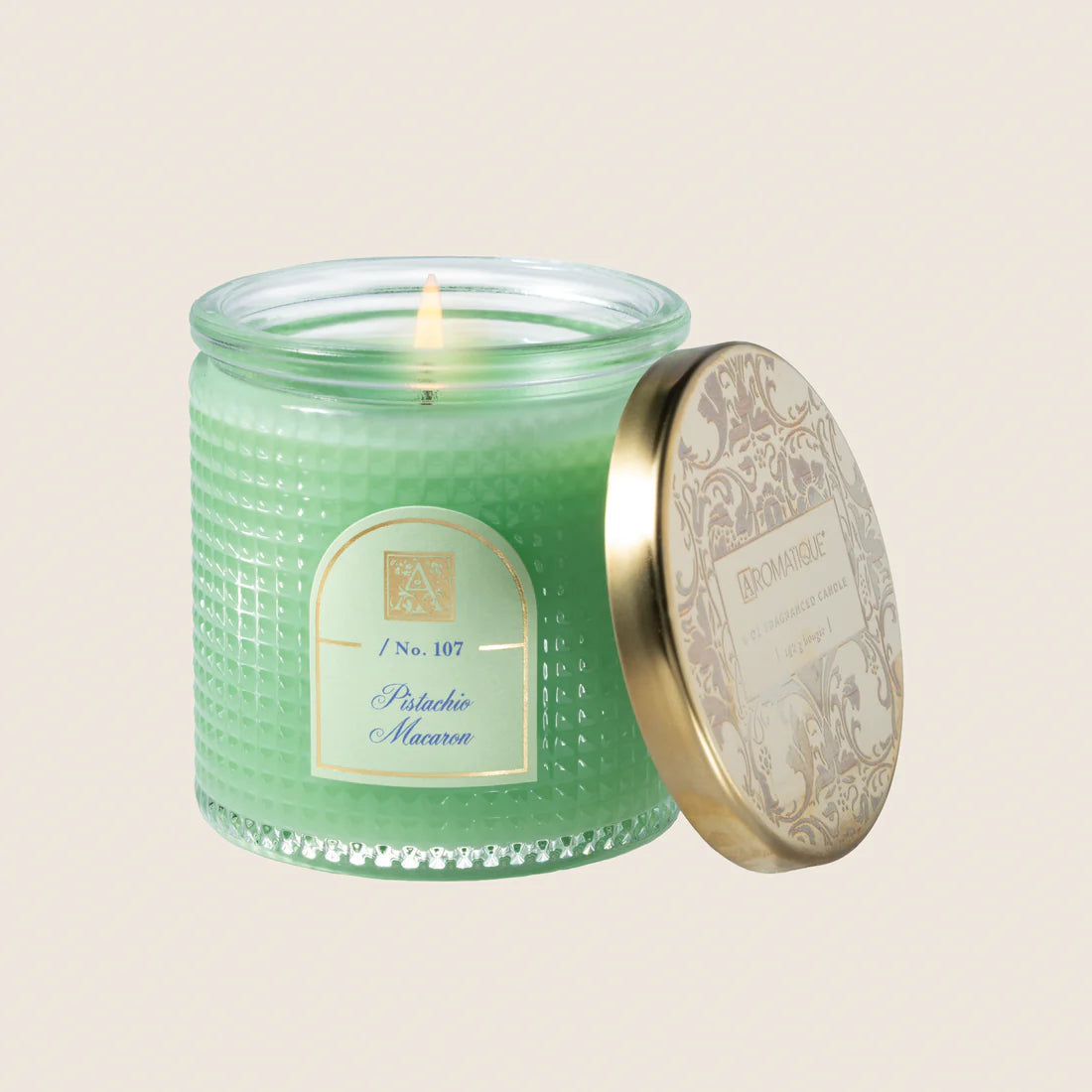 Pistachio Macaroon - Textured Glass Candle w/Metal Lid