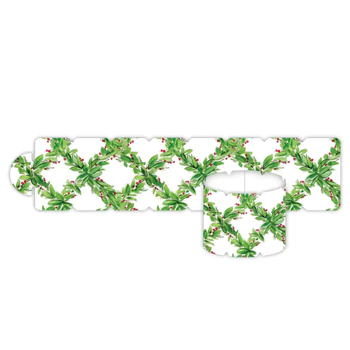 Handpainted Holly with Berries Trellis Napkin Ring