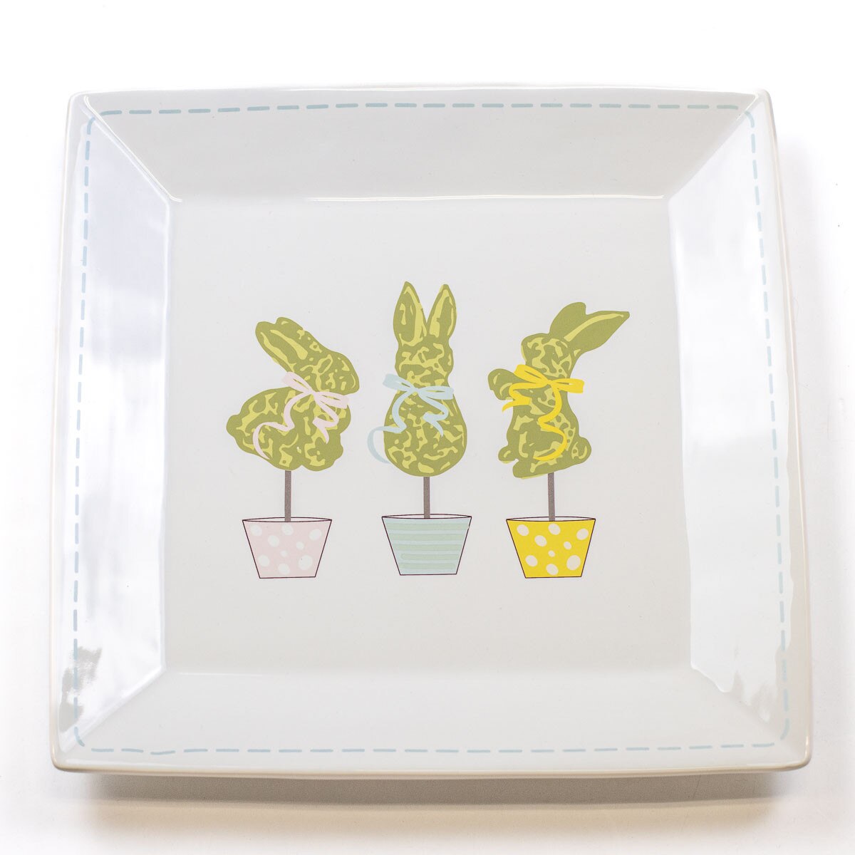 Boxwood Bunny Topiary Square Platter