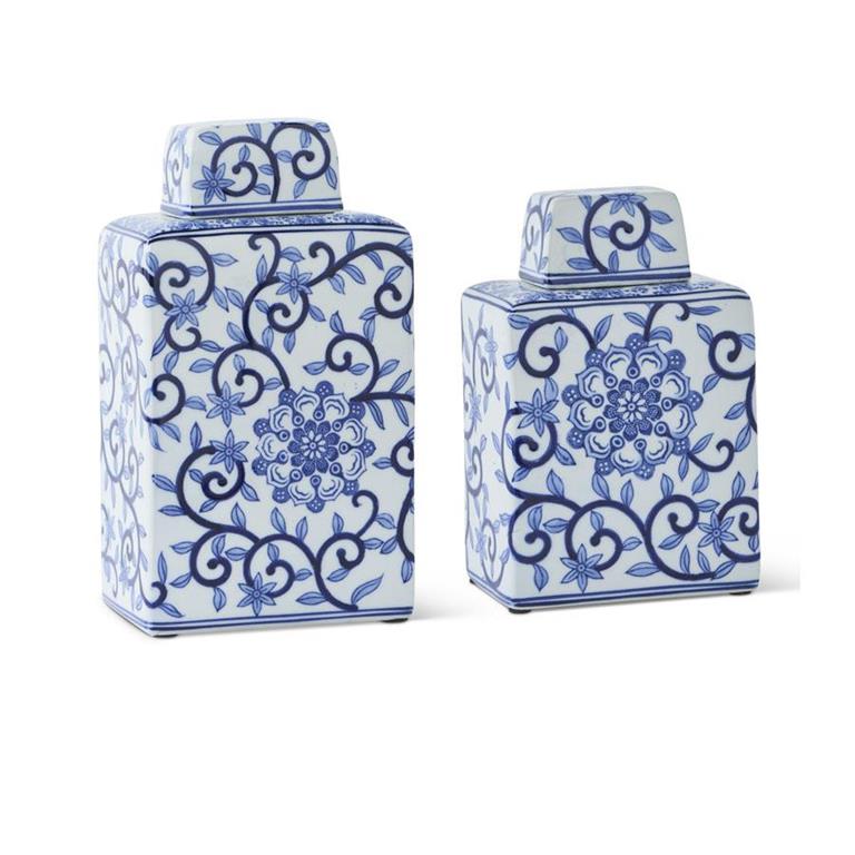 Blue & White Porcelain Containers w/Lids
