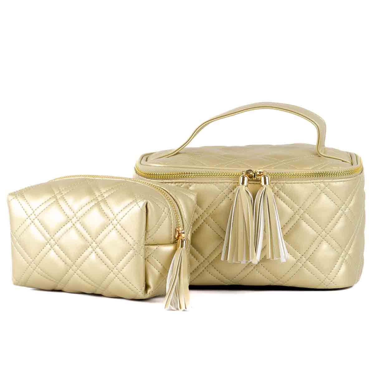 Brighton Quilted Train Case Gold