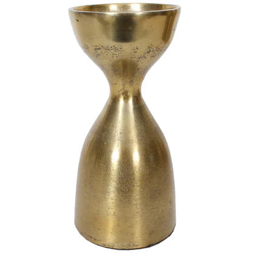 Pillar Candle Holder Vintage Gold 8"