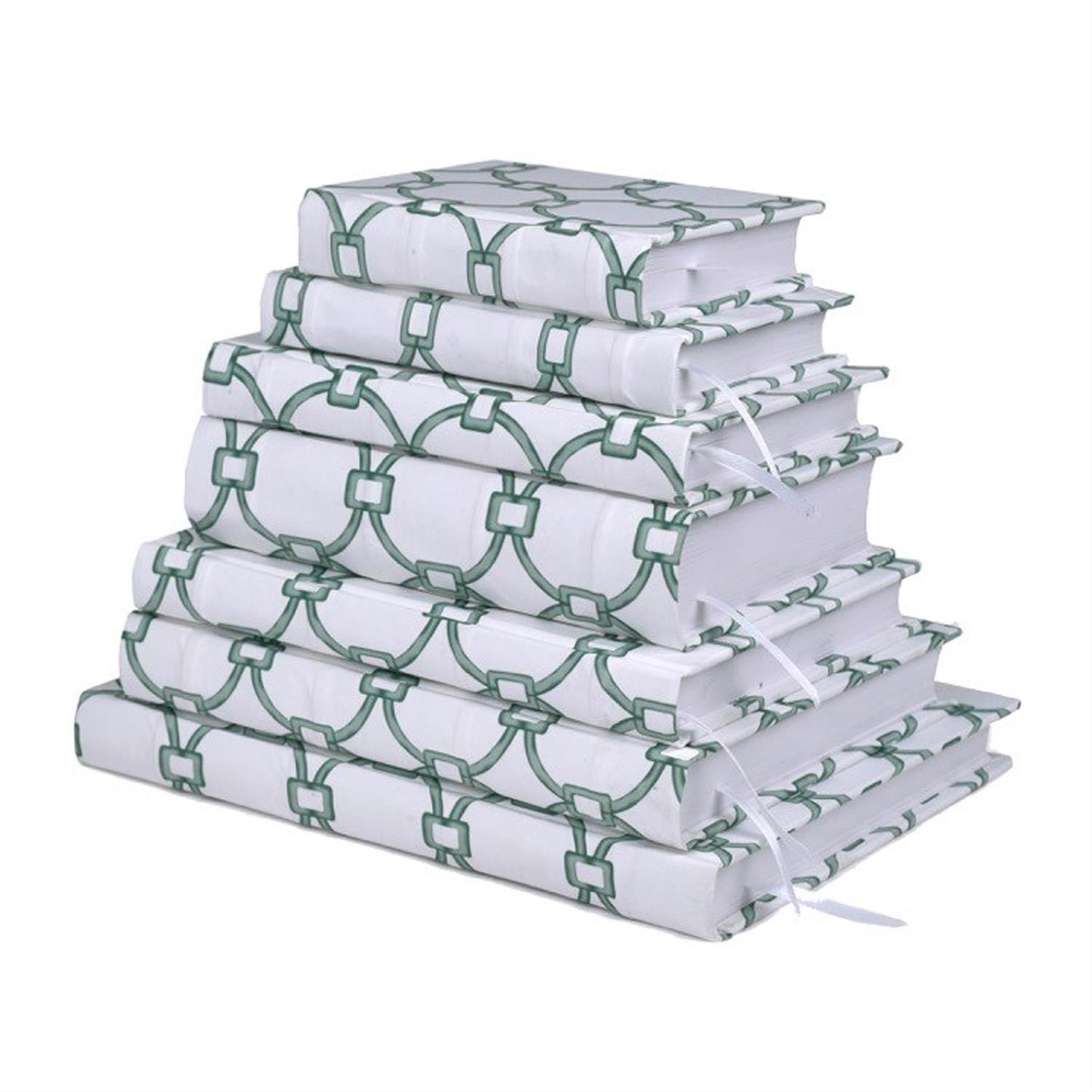 Green & White Link Print Fabric Journals