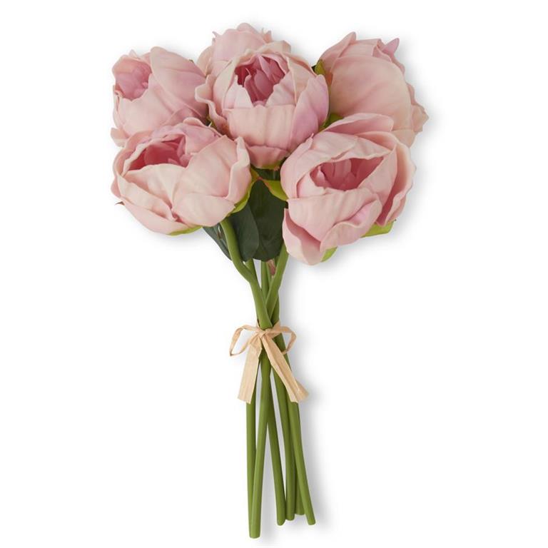 12 Inch Pink Real Touch Peony Bundle (6 Stem)