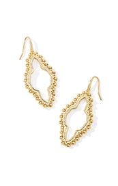 ABBIE BEADED OPEN FRAME EARRINGS GOLD
