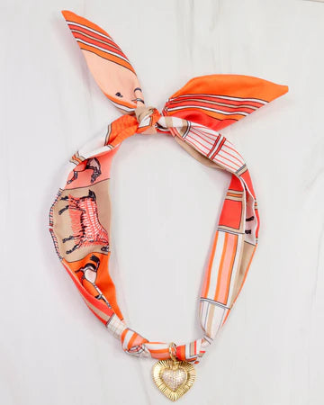 Carolina Hill - orange tan scarf necklace