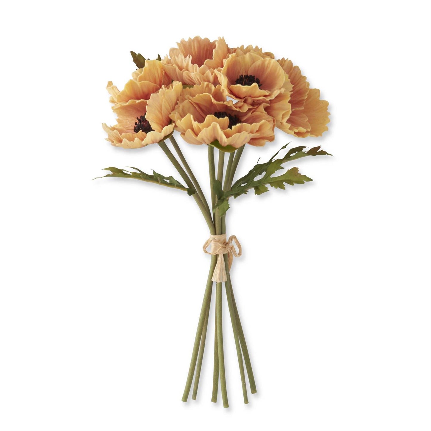 12.5 Inch Light Orange Real Touch Poppy Bundle - 6 Stems