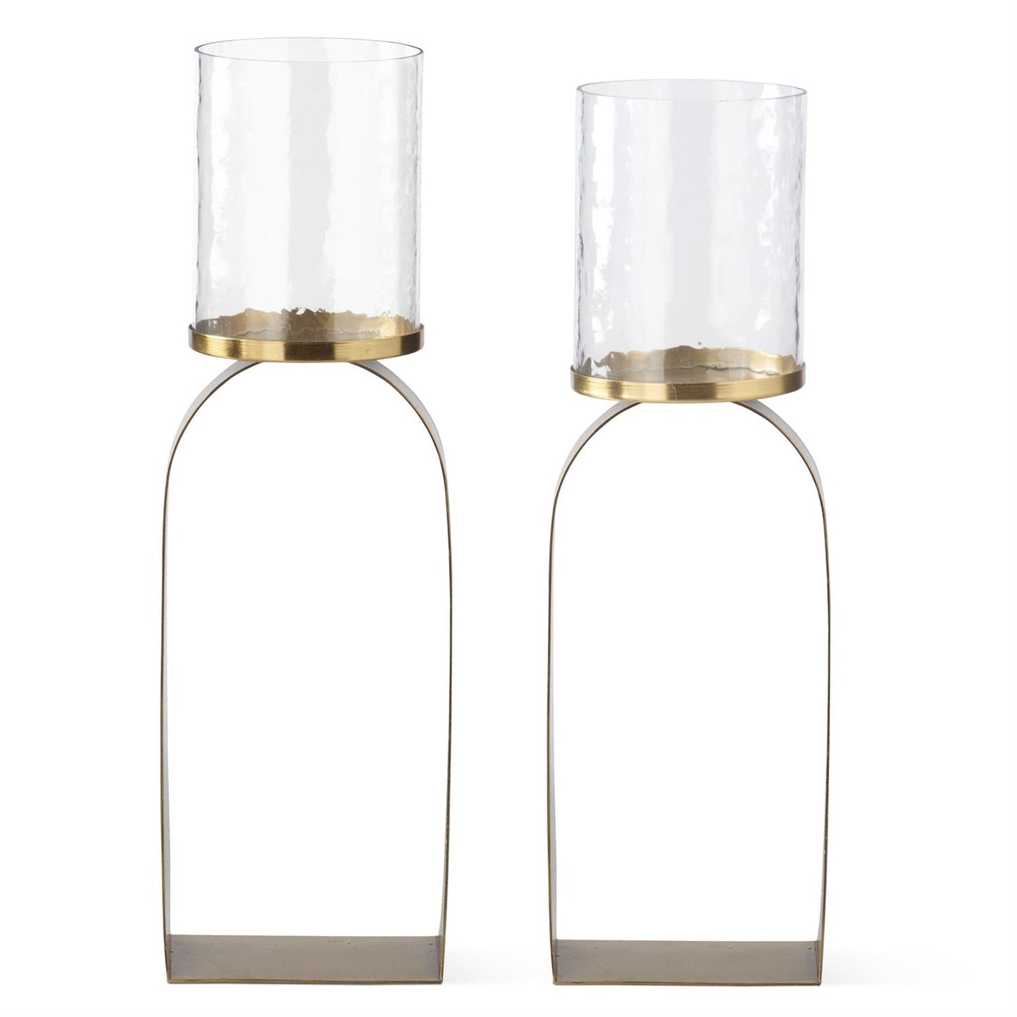 Antiqued Gold & Glass Hurricane Candleholders