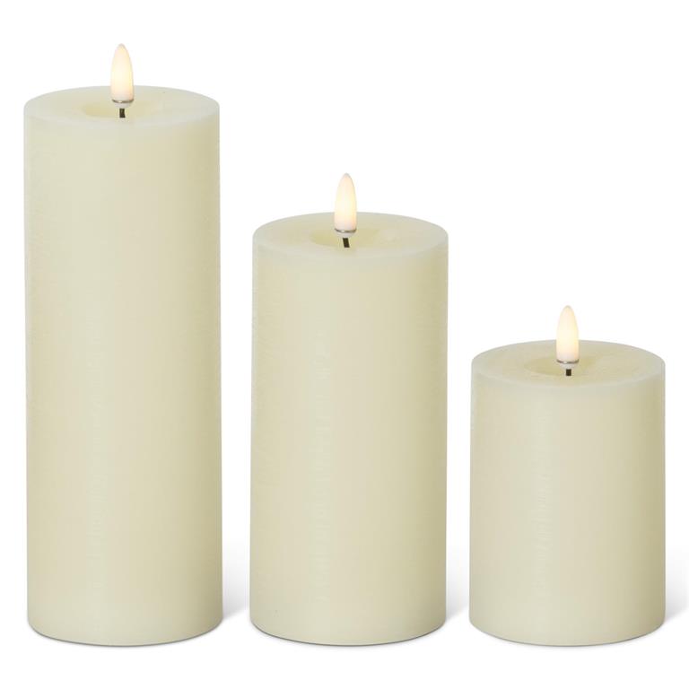 Set of 3 Cream ON/OFF Touch LED Pillar Candles w/Timer (Copy) (Copy)