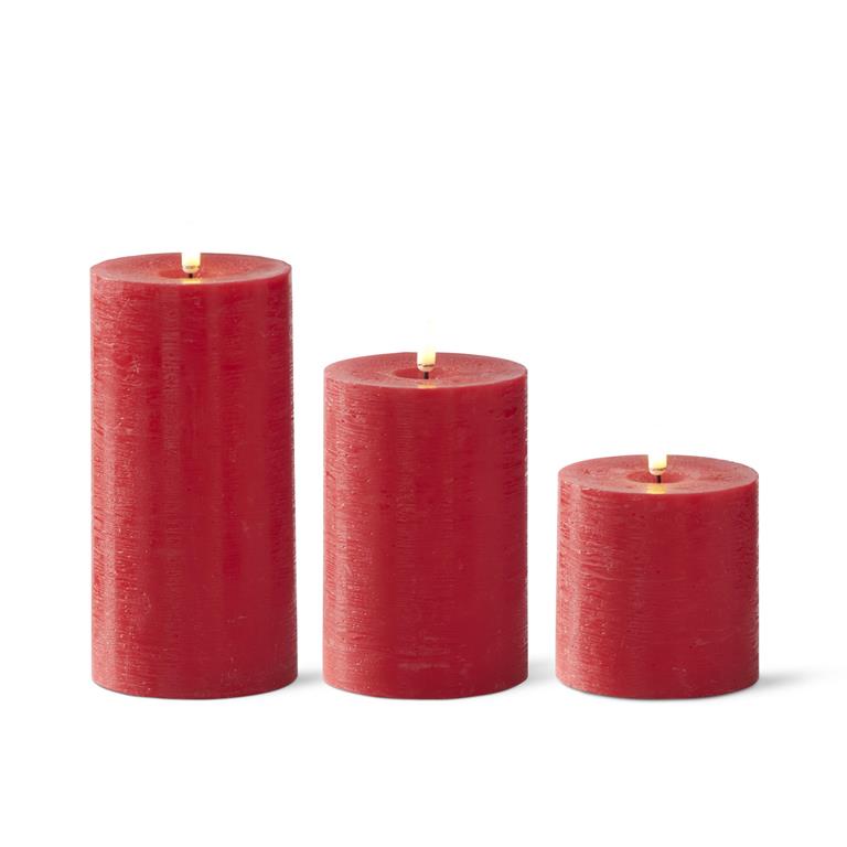 Set of 3 Red ON/OFF Touch LED Pillar Candles