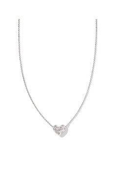 Holland Heart Pend Necklace RHOD White Crystal