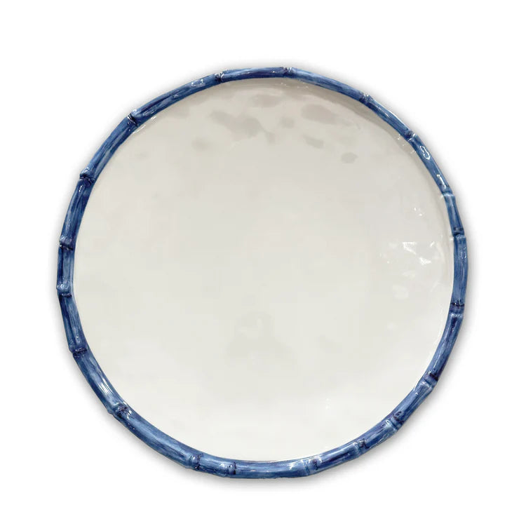 VIDA Bamboo 11" Dinner Plate White and Blue 3075