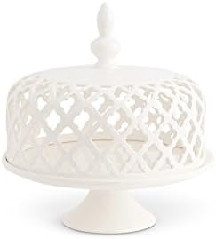White Ceramic Filigrees Cake Plate