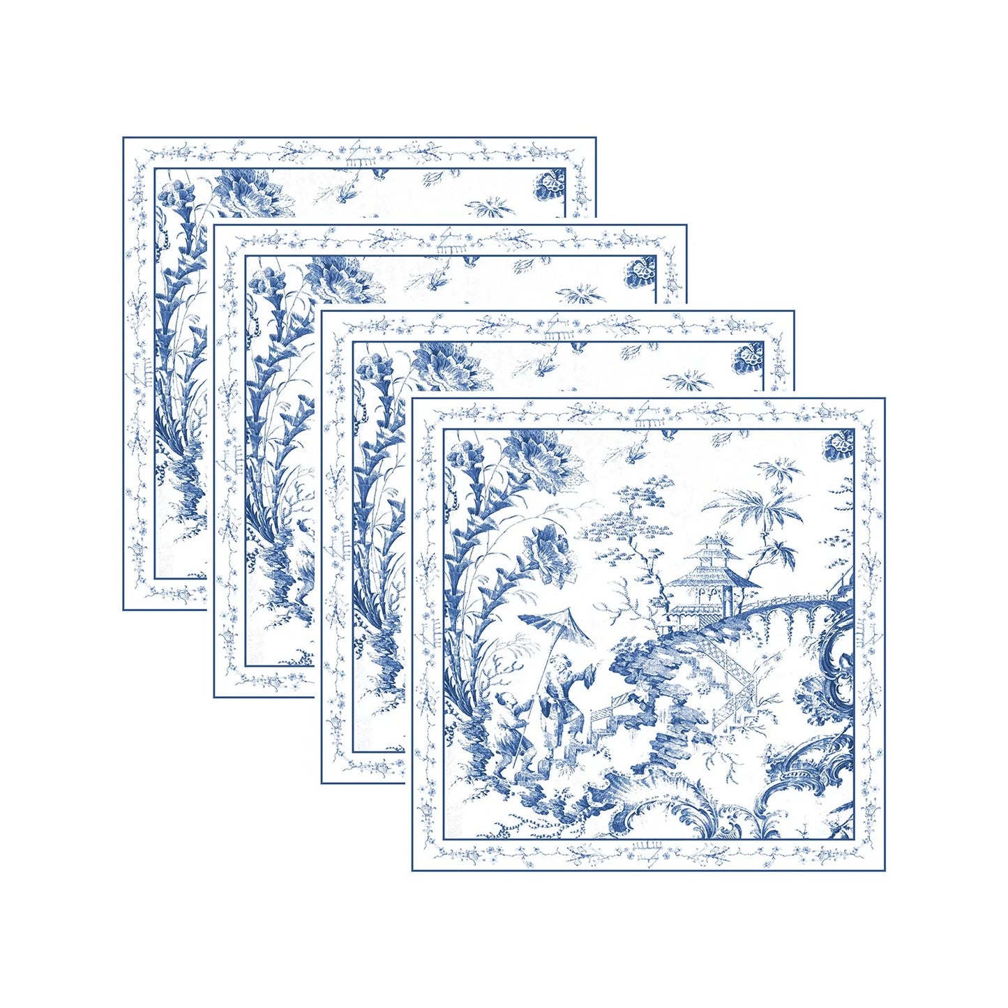 LINENS Chinoiserie Napkins 20 x 20 Set of 4 (Blue and White) 3349
