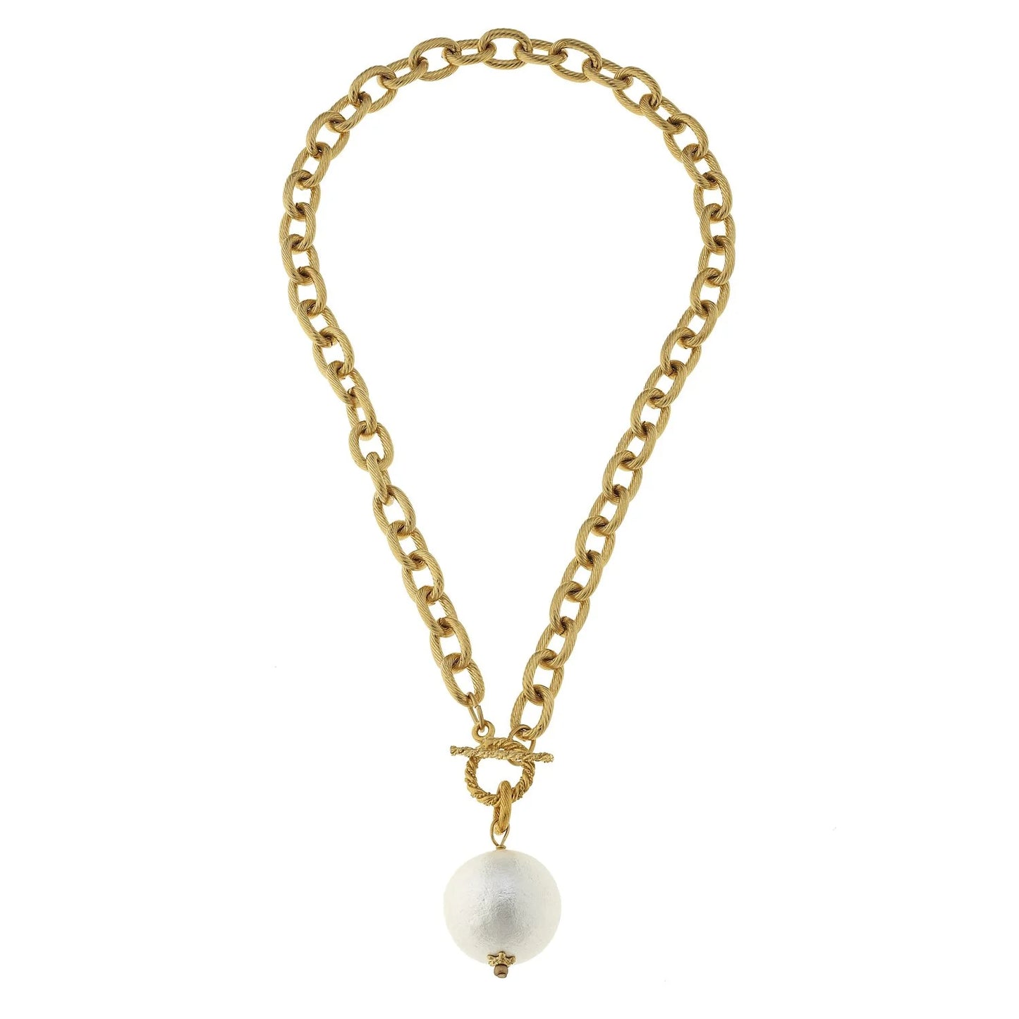 Gold Chain w/Single Cotton Pearl Necklace