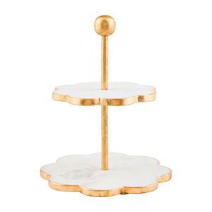 Gold Edge Scallop Tiered Server