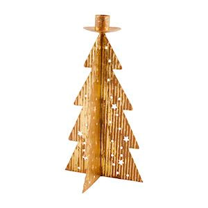 LARGE GOLD TIN TAPER HOLDER