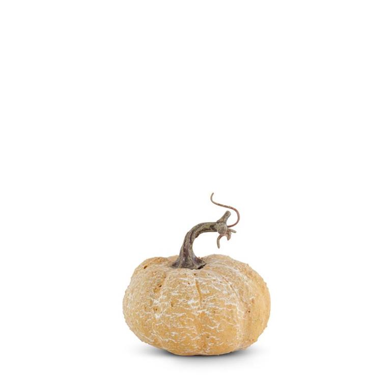 3.75 Inch Yellow Whitewashed Textured Pumpkin