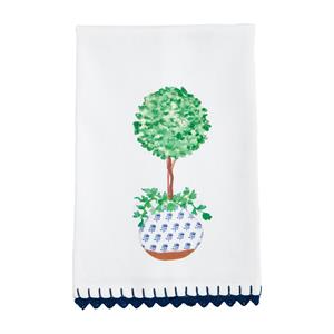 Topiary Blue Potted Plant Towel