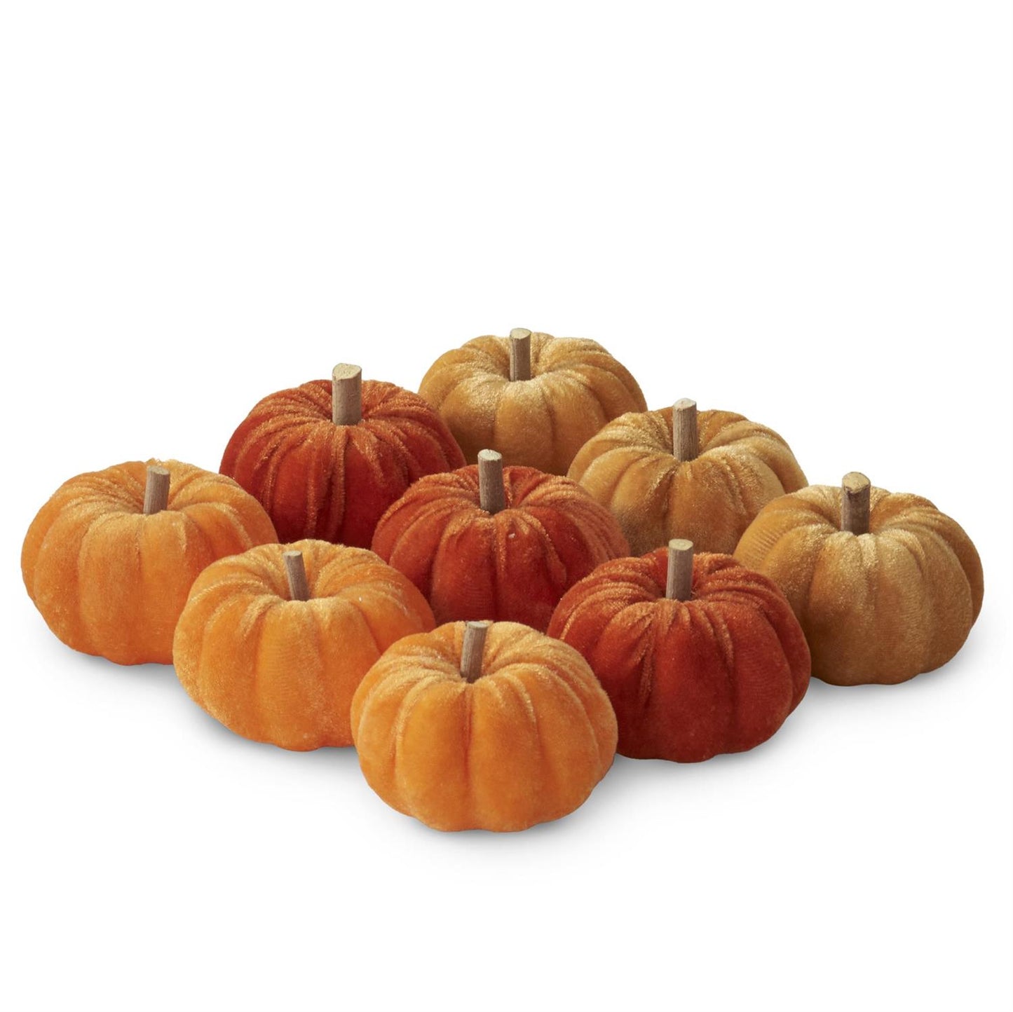2 inch Velvet Pumpkin Filler - Tan Rust Orange Assorted