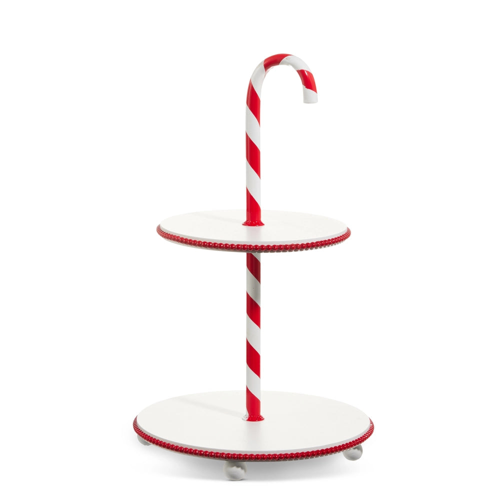 17" Candy Cane 2 Tiered Stand