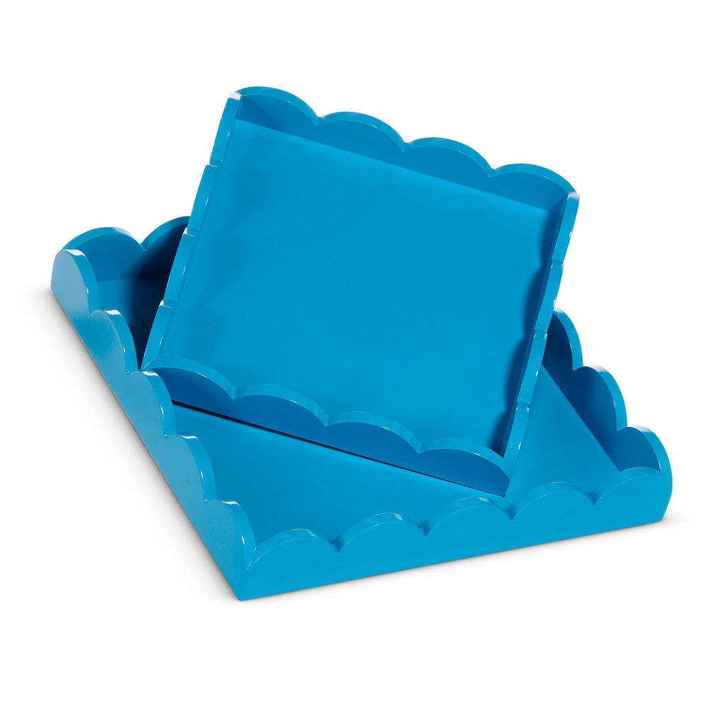 12" Blue Scallop Trays