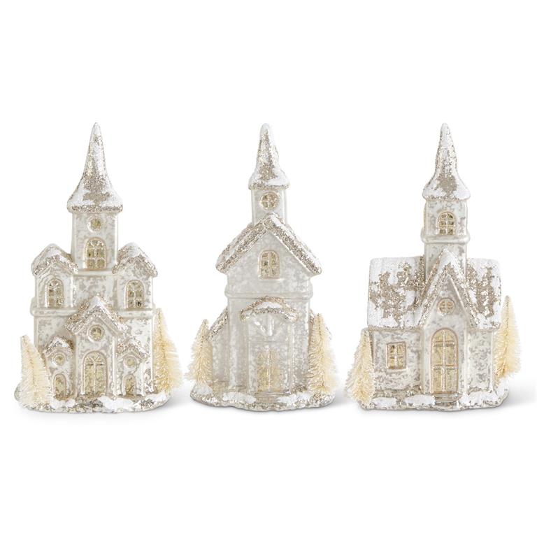 Mercury Glass Lighted Church