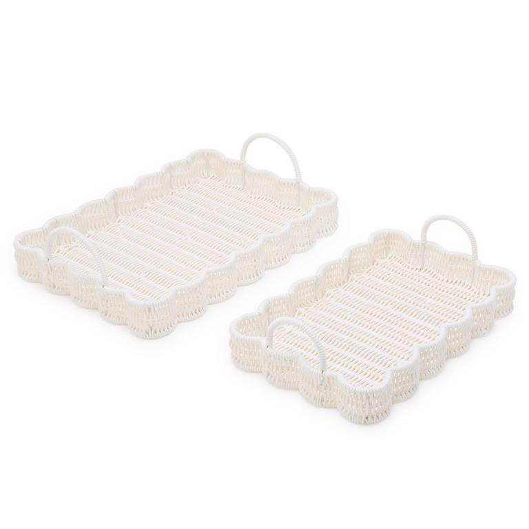 All Weather Wicker Scallop Edge Serving Trays