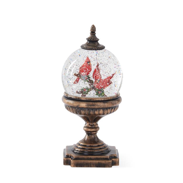 10.75 Inch Cardinal Water Spinning LED Snow Globe