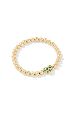 Holland Heart Stretch Bracelet Gold Green Crystal