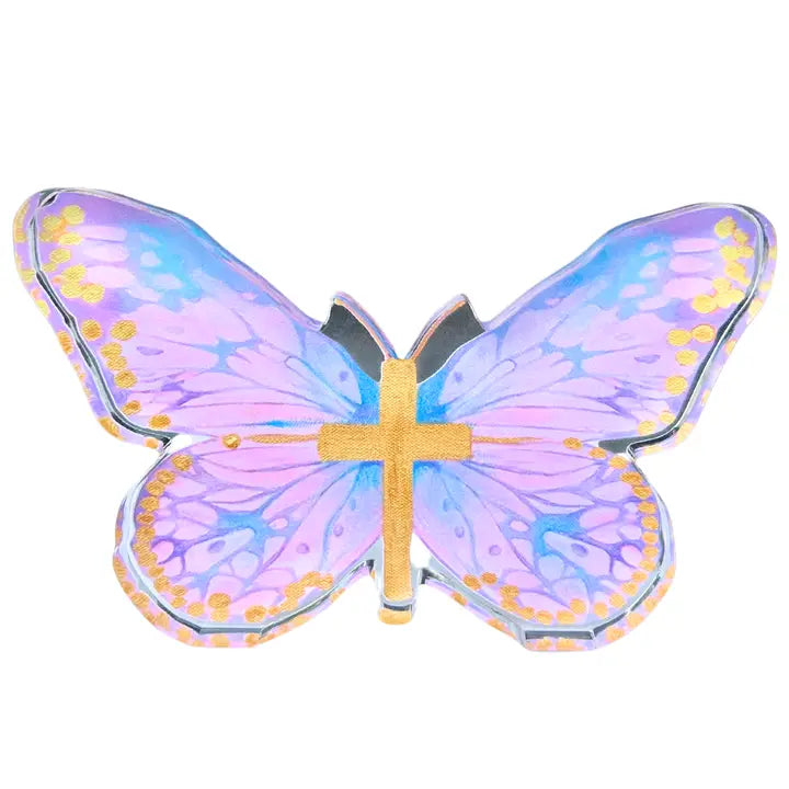 “Pink Cross Butterfly” Acrylic Shelfie