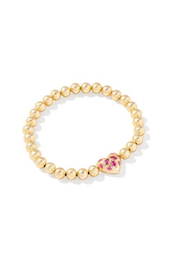 Holland Heart Stretch Bracelet Gold Pink Crystal