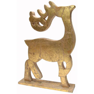 Gold Wood Reindeer 12"
