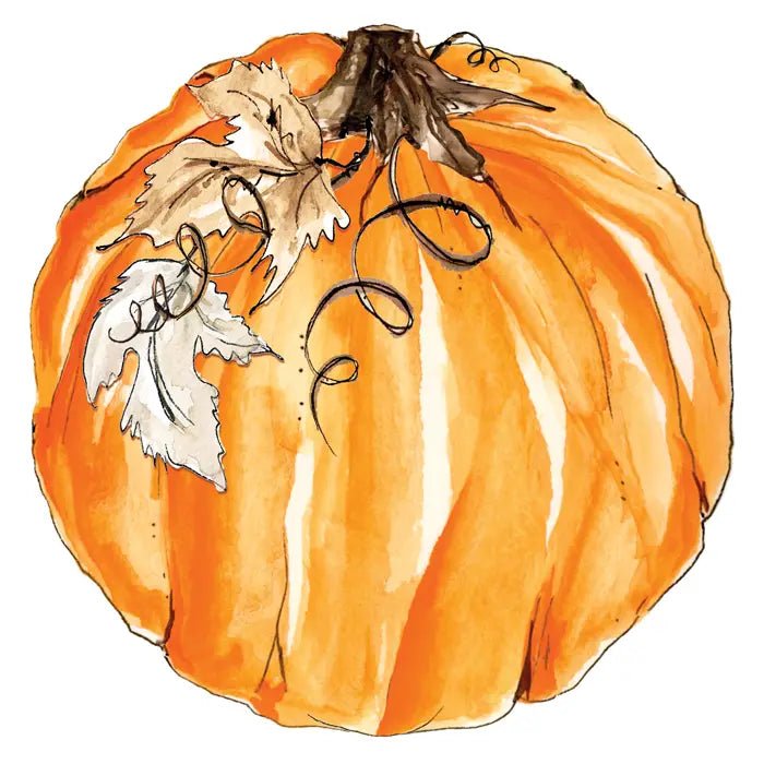 Orange Pumpkin with Fall Leaves Posh Die-Cut Placemat
