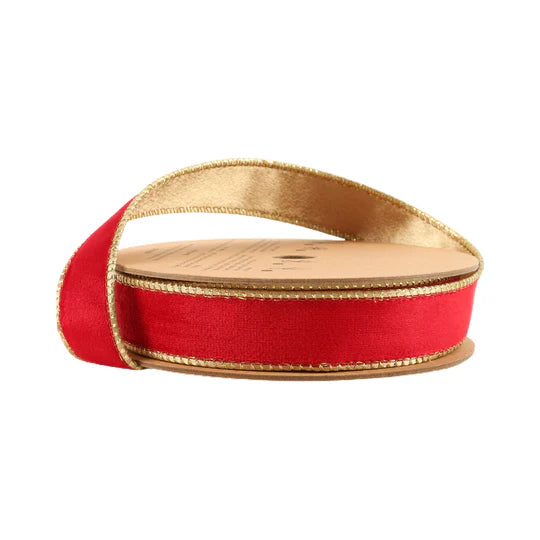 1" Reversible Classic Velvet Red/Gold