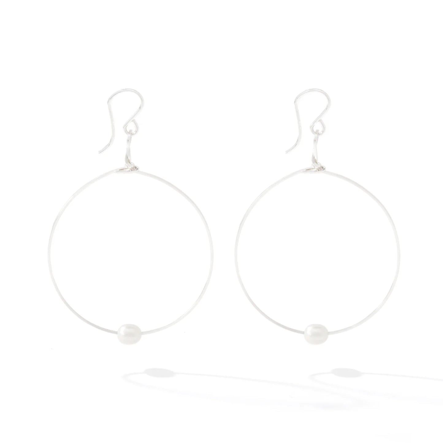 Breathe Earrings-Silver Pearl