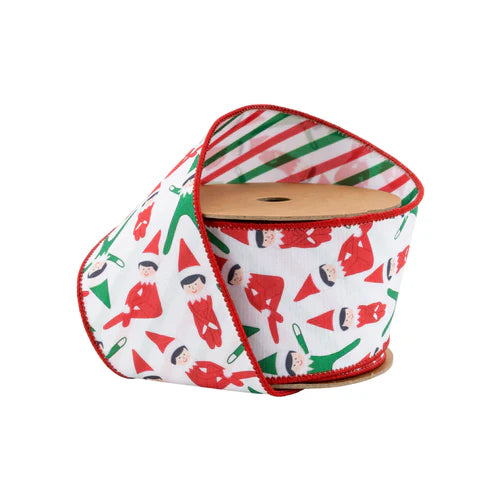 2 1/2" Wired Reversible Dupioni | Playful Elf | 10 Yard Roll