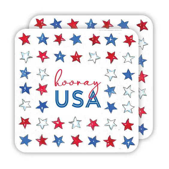 Die-Cut Coaster - Hooray USA Stars Red White Blue
