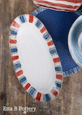 Americana - Long Oval Dish - Striped Edge