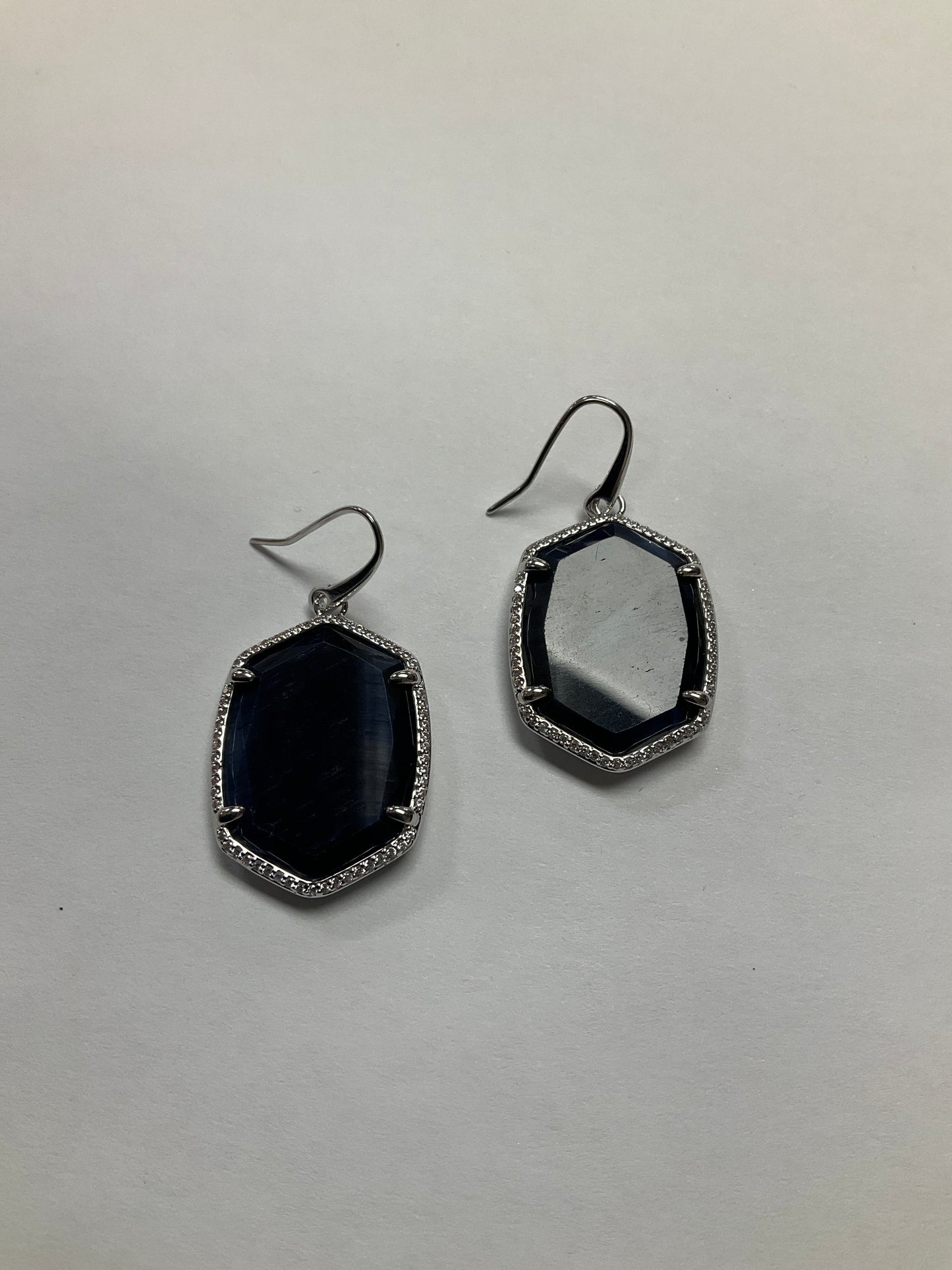 Daphne Pave Frame Drop Earring RHOD Navy Tigers Eye