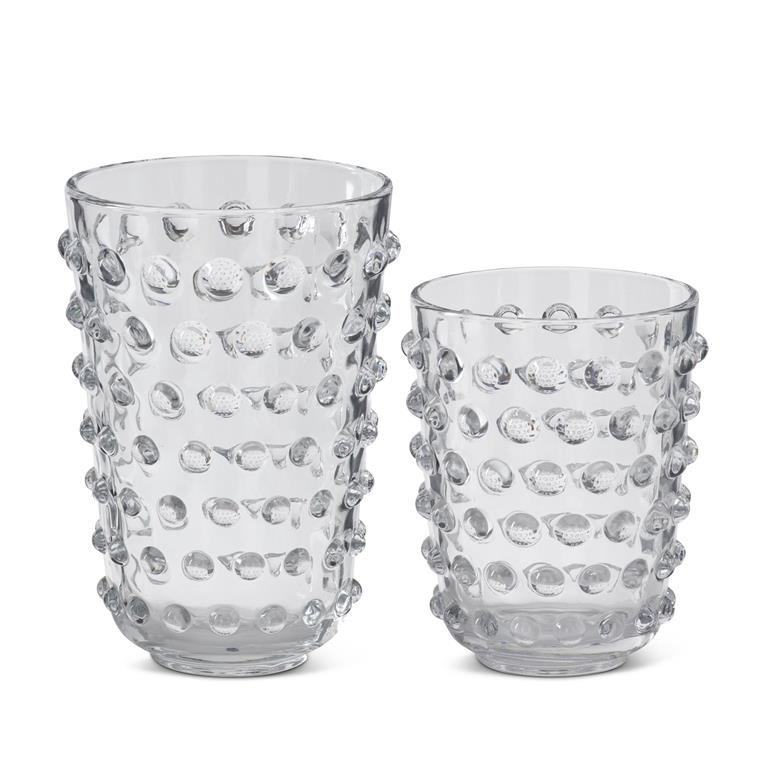 Clear Glass Dot Embossed Vases