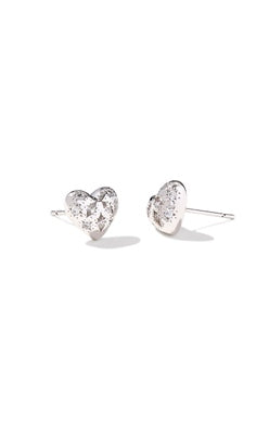 Holland Heart Stud Earring RHOD White Crystal