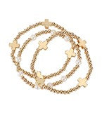 Gold Pearl Cross Bracelet - Set of 3