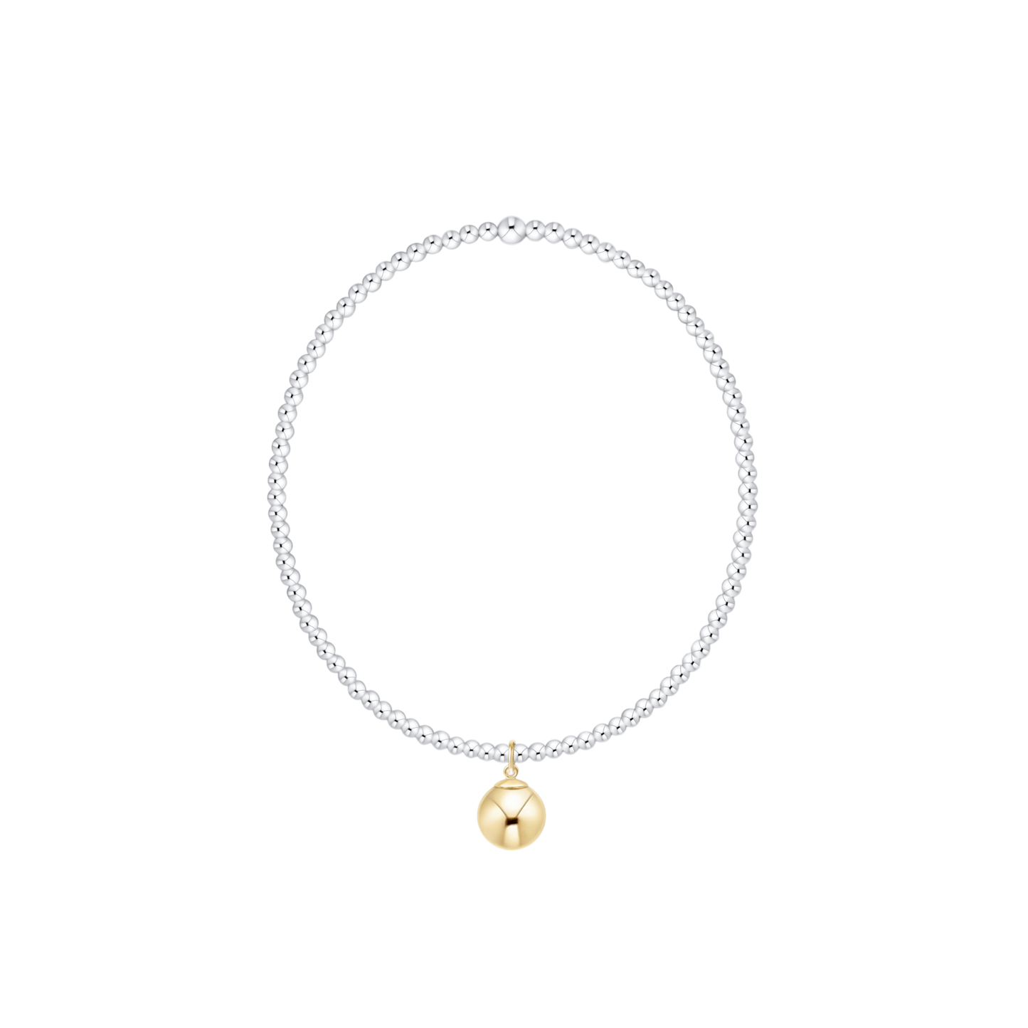 Classic Mixed Metal 2mm Bracelet - Classic Gold 8mm Charm