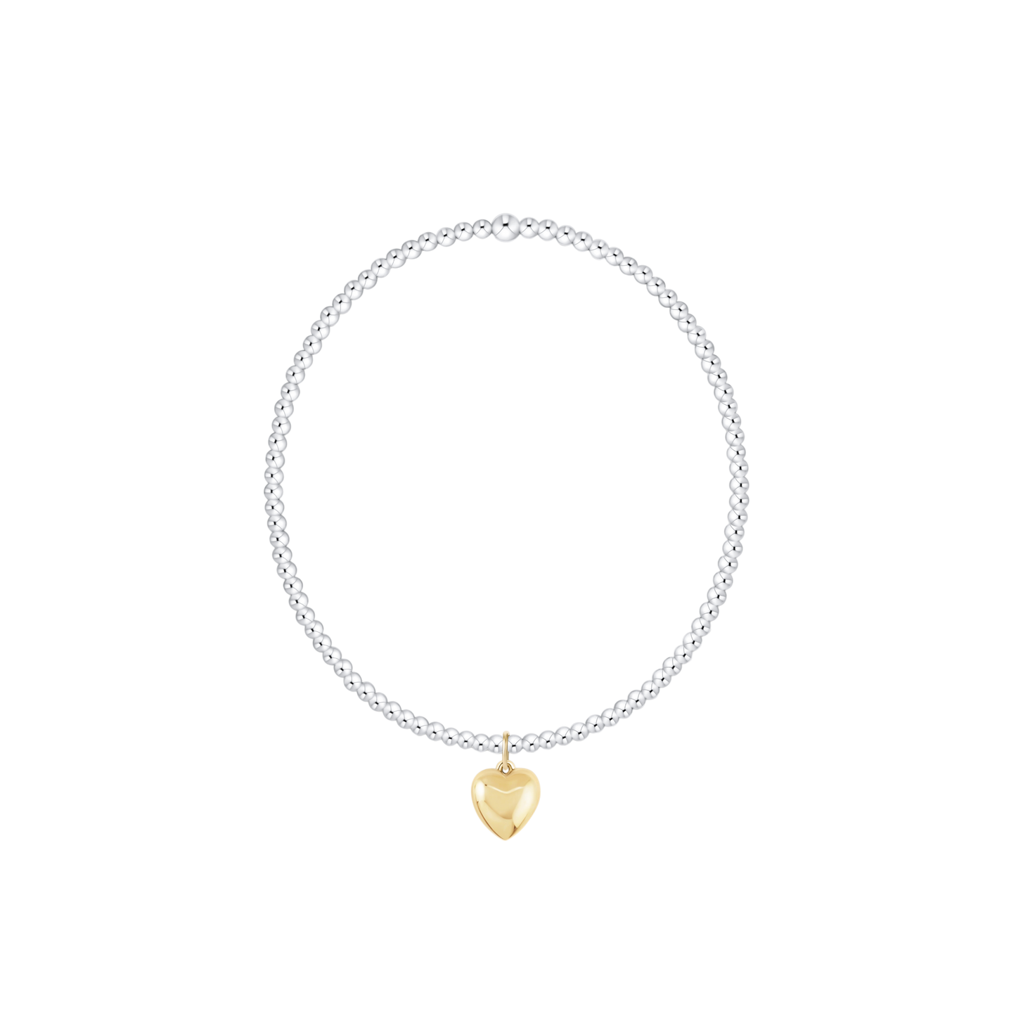 Classic Mixed Metal 2mm Bracelet - Love Plush Small Gold Charm