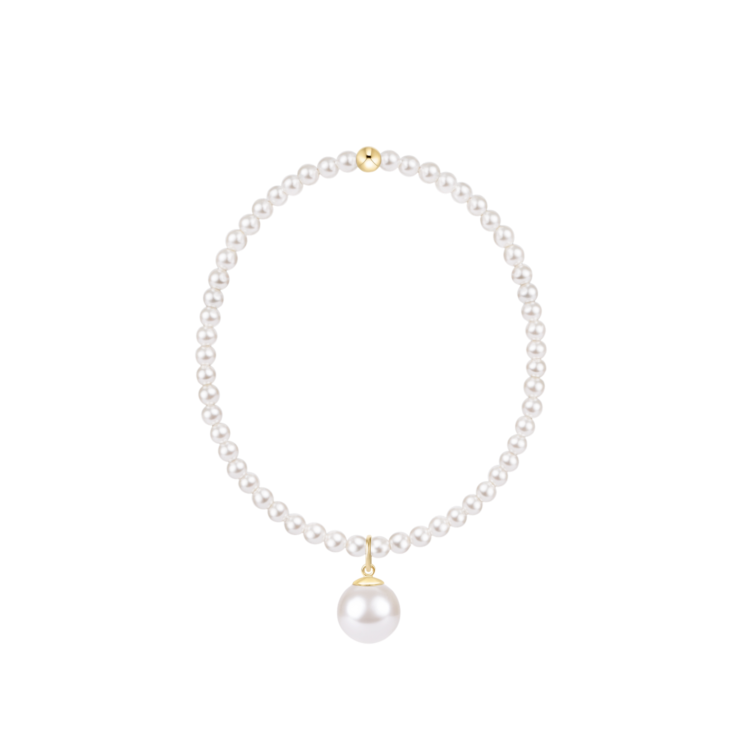 Classic Pearl 3mm Bracelet - Classic Pearl 10mm Charm