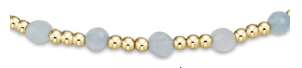 Gemstone Gold Sincerity Pattern 3mm Bead Bracelet -Aquamarine