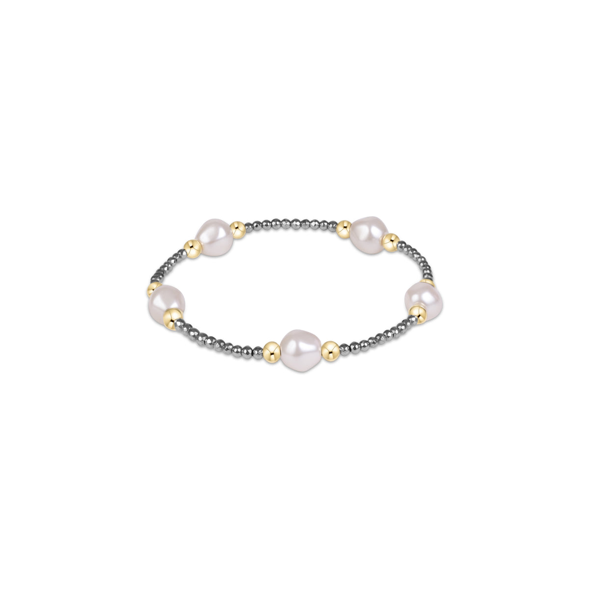 Extends Purpose Admire Pearl 8mm Silver Faceted Hematite